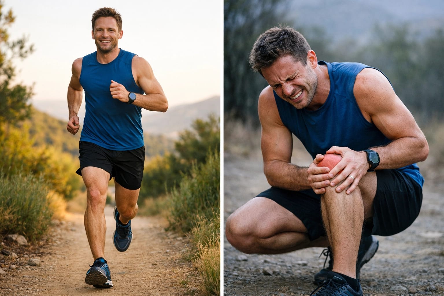 Athlete with chronic knee injury from repetitive running overuse