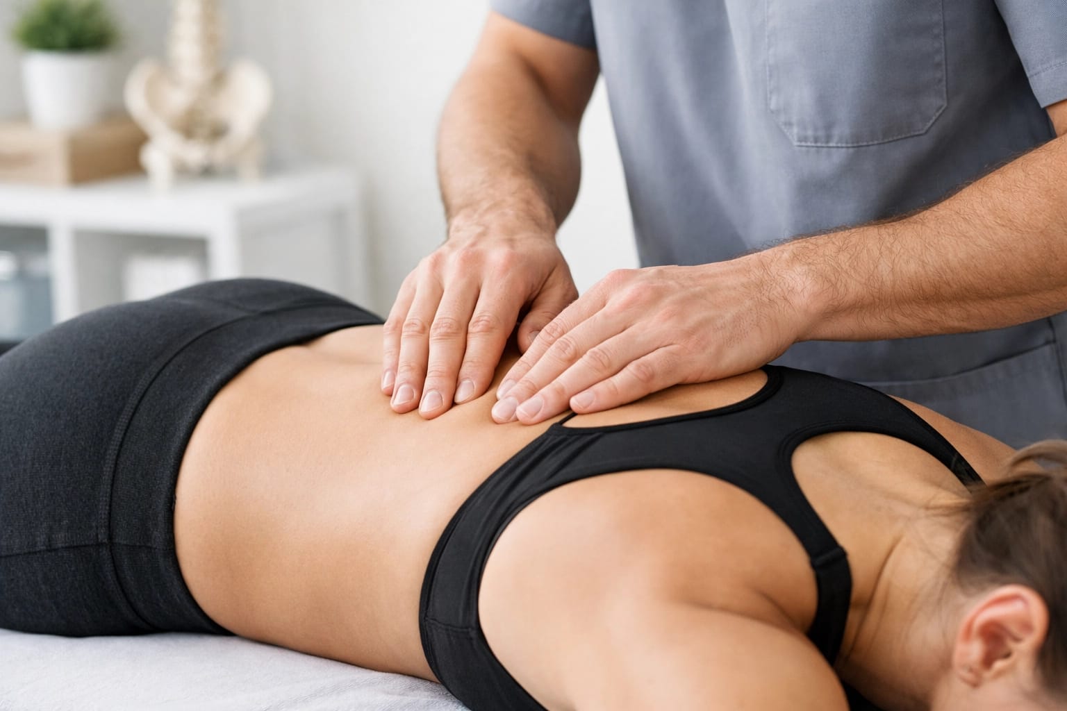 Professional chiropractic assessment and spinal palpation to evaluate back pain without an MRI.